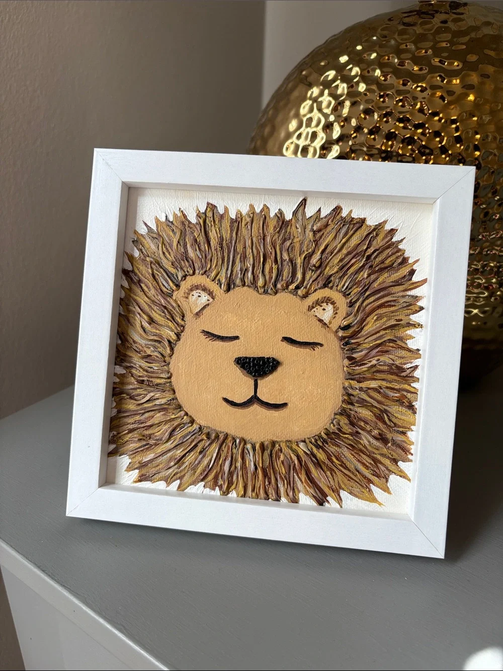 Hand Painted Lion Safari Nursery Framed Wall Art